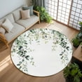 thumbnail image 3 of Eucalyptus Leaves 5ft Round Rug, Pastoral Farmhouse Spring Botanical Non-Skid Rubber Backing Large Area Rugs - Living Room Bedroom Home Office, Indoor Floor Mat Carpets Washable Rug, 3 of 9