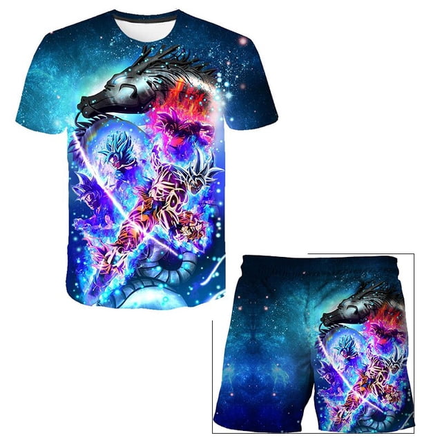 Seven Dragon Ball Boys Suit Traje de baño para niños Traje de baño de dos piezas Traje de baño para niños Pantalones cortos de manga corta Traje de baño Beach Suit120 Gao Jinjia LED