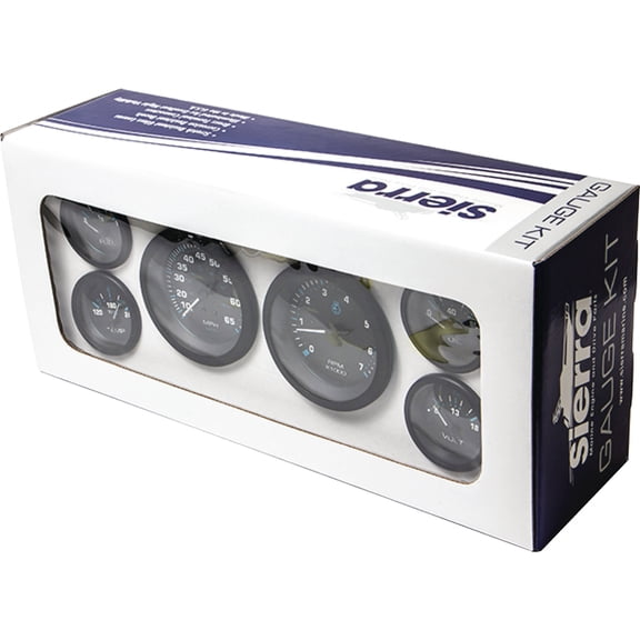 Sierra 68413P Eclipse Series Black Inboard / Sterndrive 6 Set with Tachometer, Speedometer, Voltmeter, Fuel, Water Temperature & Oil Pressure Gauges