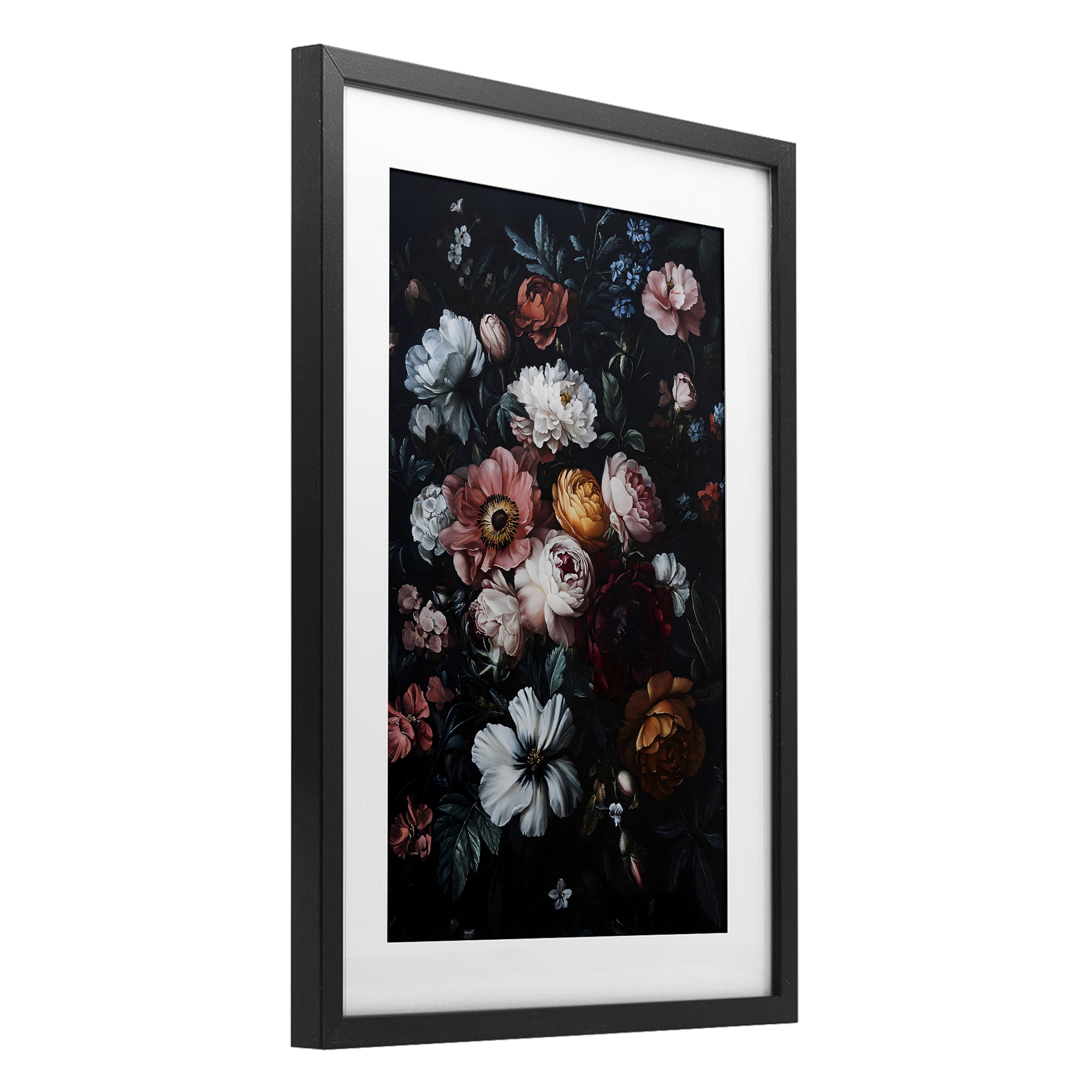 Stupell Industries Midnight Garden Velvet Florals Black Framed Print Under Glass, design by Creative Studio