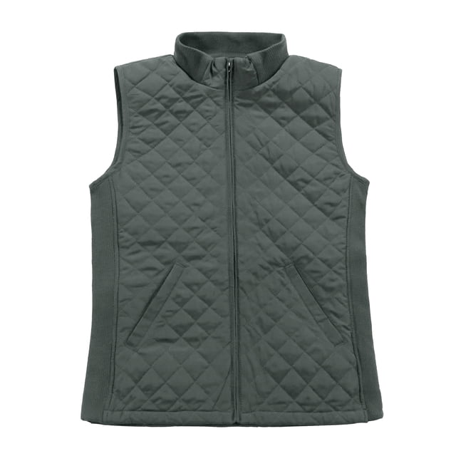 Bienzoe Gilet Matelassé Léger pour Femme, Doudoune Rembourrée, Mode, Fermeture Éclair, Veste Décontractée, Gris Foncé, S