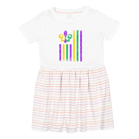 Inktastic Mardi Gras Flag 2 Girls Toddler Dress