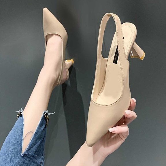 Ynynloco Women's Kitten Heel Slingback Low Pumps 3 Inches Stiletto Pointed Closed Toe Elegant Dressy Office Bridal Wedding Party Shoes
