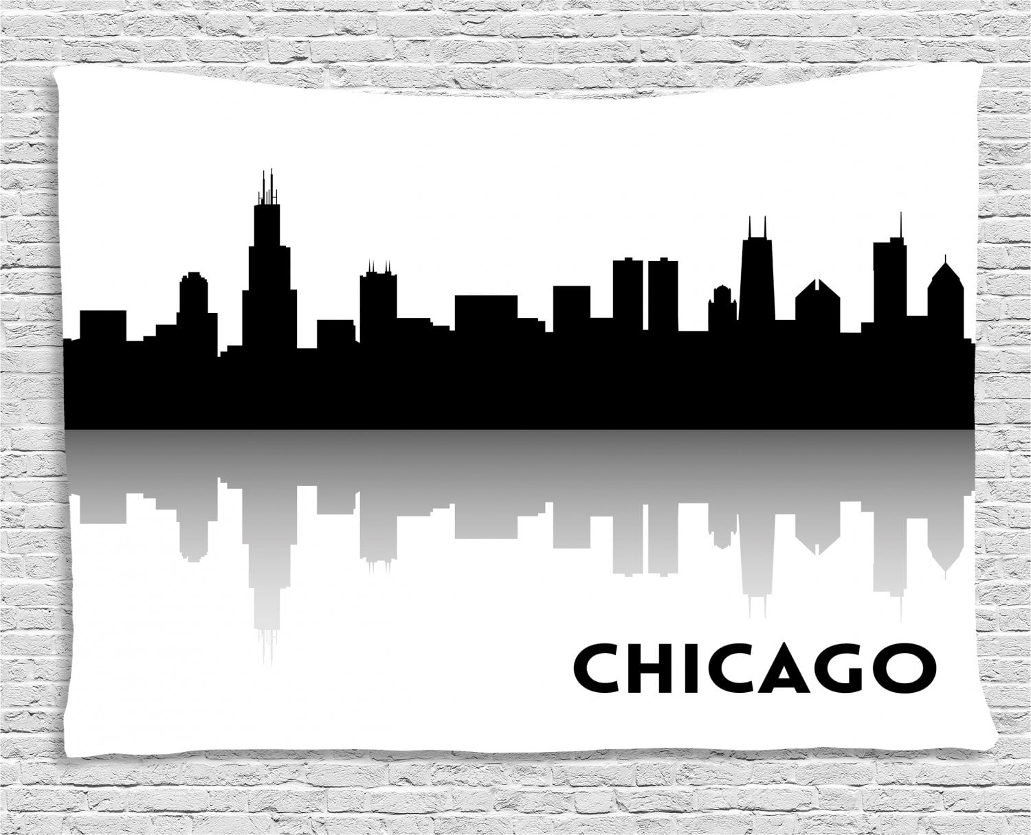 Chicago Skyline Tapestry, Downtown Skyscrapers Illinois Tourism Travel