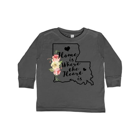 

Inktastic Louisiana Home is Where the Heart is with Watercolor Floral Gift Toddler Boy or Toddler Girl Long Sleeve T-Shirt