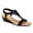 Black, variant on FSJ Women Open Toe Low Wedge Heels T-Strap Padded Sole Ankle Strap Sandals Casual Dress Summer Beach Shoes Size 8.5 White Stone