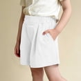 thumbnail image 2 of Cethrio Girls Summer Shorts, Elastic Waist Knitting Cotton Relaxed Fit Casual Kids Shorts White Size 12-13 T, 2 of 5