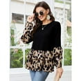thumbnail image 2 of Yesfashion Women's Long Sleeve Ruffles Tunic Leopard Print Tops Babydoll Peplum Blouses, 2 of 5