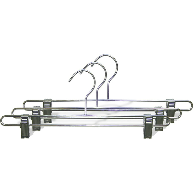 12 Chrome Metal Skirt & Pants Hangers with Hook - SSW