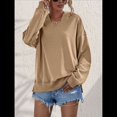 thumbnail image 4 of Sudadera de Larga para Mujer, Holgada, para Hacer Ejercicio, para Salir, Informal, con Capucha Caqui L, 4 of 10