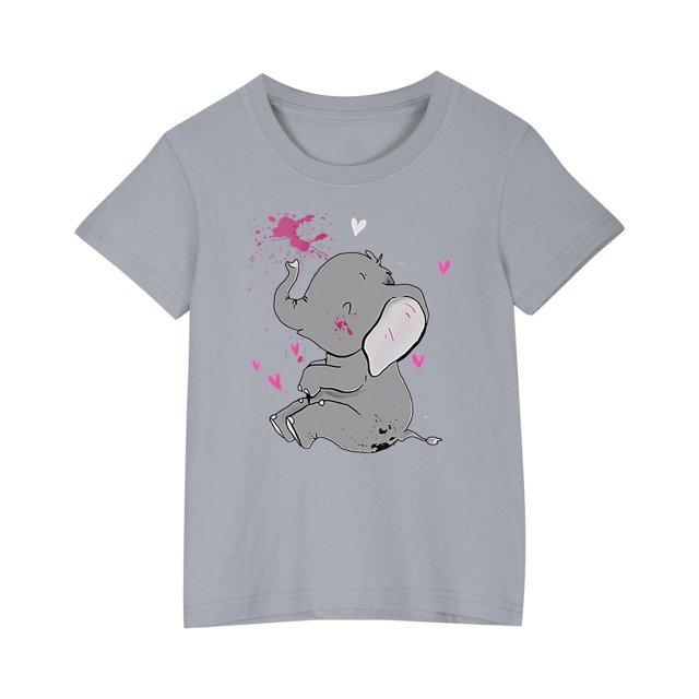 RXIRUCGD 2025 Vêtements d'Été pour Enfants T-shirt Imprimé Mode Mignon Col Rond Manches Courtes