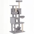 thumbnail image 1 of Large Light Grey Cat Tree with 2 Condos & 3 Hammocks - 66" Multi-Level Scratching Tower for Living Room & Bedroom - Stable, Plush Perch Cat Furniture, 1 of 7
