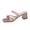 Khaki, variant on hoksml Women Multi Rhinestone Strap Block Heel Square Toe Slide Sandals Open Toe PU Slip On Summer Dress Shoes