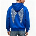 thumbnail image 5 of Textilo Women's Sequin Angel Wings Hoodie Sparkly Wing Print Long Sleeve Pullover Hooded Hoodie Casual Fashion Y2k Trendy Baggy Sweat Shirt,Royal Blue M, 5 of 5