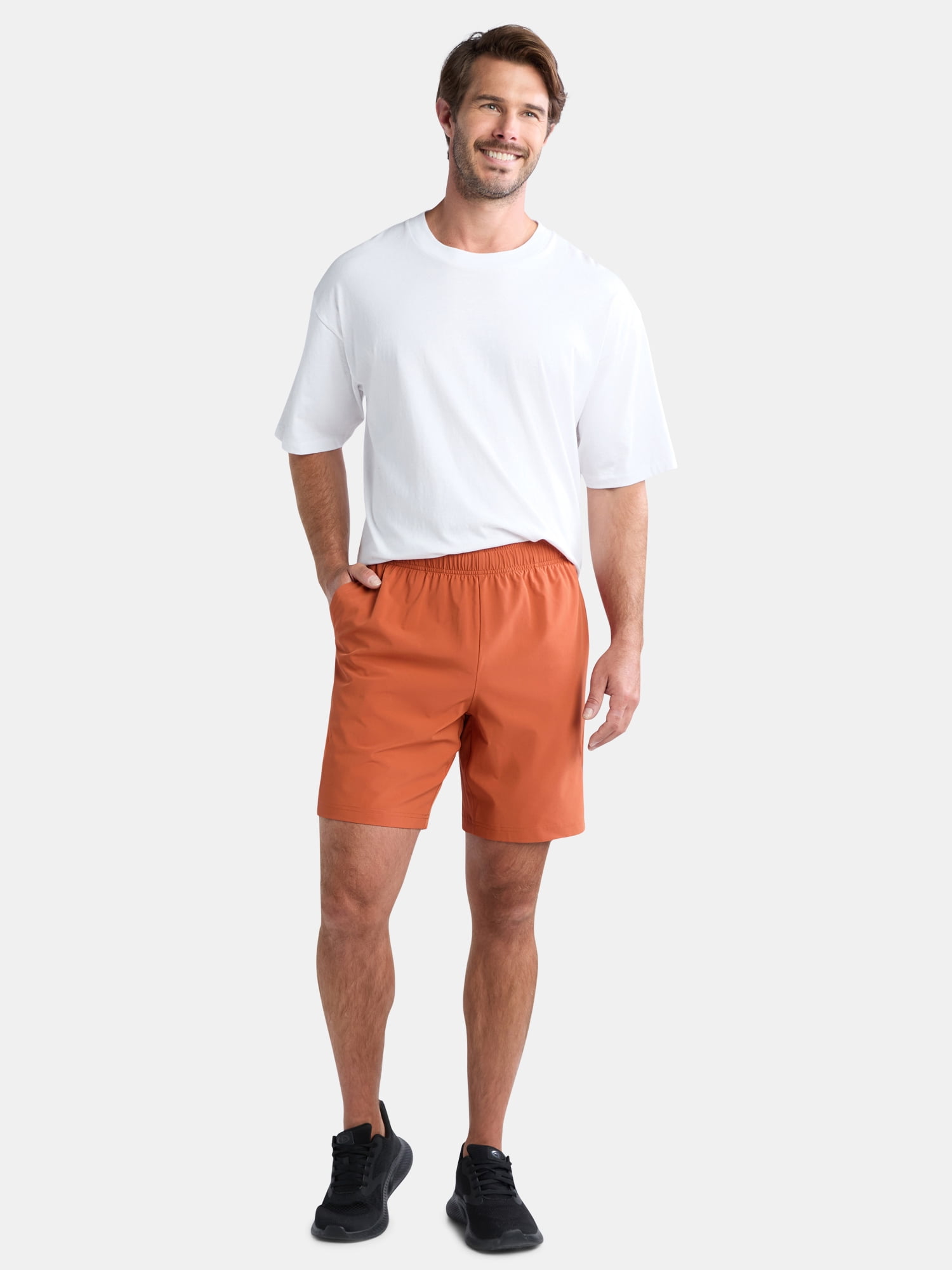 Athletic Works Men's and Big Men's Mixed Media Tennis Shorts, 8" Inseam, Sizes S-3XL