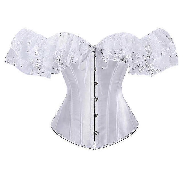 Corset Rétro Col Rond Corset Soutien Poitrine Corset Dentelle Manches Courtes
