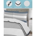 thumbnail image 4 of Quilts Twin Size, Haze Blue Grey Stripe Soft Comforter Bedding Set for Bed, Modern Art Horizontal Striped Lightweight Quilted Bedspread with Pillow Cover(2 Pieces) for All Season, 68x86 Inch, 4 of 6