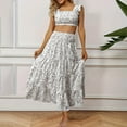 thumbnail image 3 of WMTBSRSW Two Piece Outfits for Women Floral Flowy Sleeveless Cropped Tank Tops and Tiered Ruffle Maxi Skirt Set Lightweight Casual Beach Vacation Sets, 3 of 6
