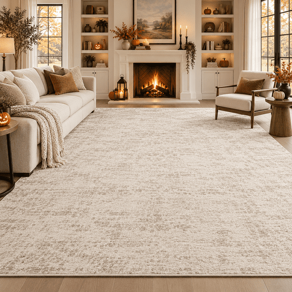 ARICOEASY 8'x10' Large Distressed Machine Washable Non-slip Rug,Oriental Vintage Traditional Carpets Non Slip Machine Washable Large Rugs, Beige