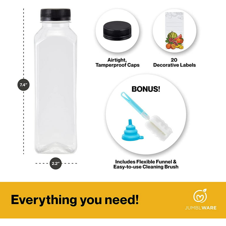 JoyJolt Reusable Glass Juice Bottles with Lids - 16oz - Set of 8 - White,  16 oz - Ralphs