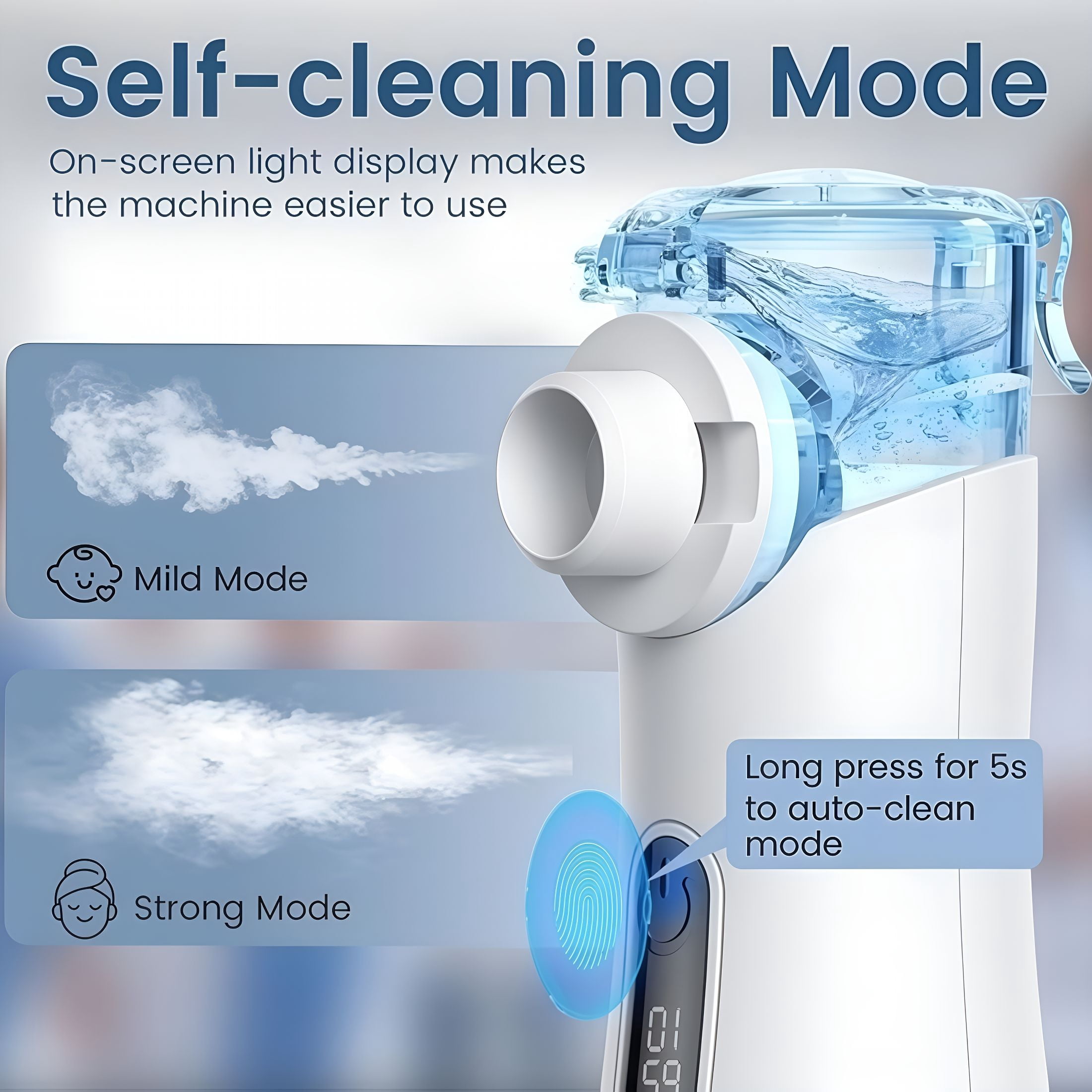 HIBIBUD Portable Handheld Personal Breathing Humidifier with Led Screen for Home&Travel