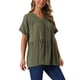 thumbnail image 4 of INSPIRAR CHIC Blusas de Verano para Mujeres, Tops Casual de Cuello en V, Camiseta Suelta de Manga Corta, Blusa Peplum, Túnicas S Verde Ejército, 4 of 6