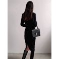 thumbnail image 6 of Women'S Long Sleeves Retro Style Fitted Waist Slimming Bodycon Dress Black S, 6 of 7