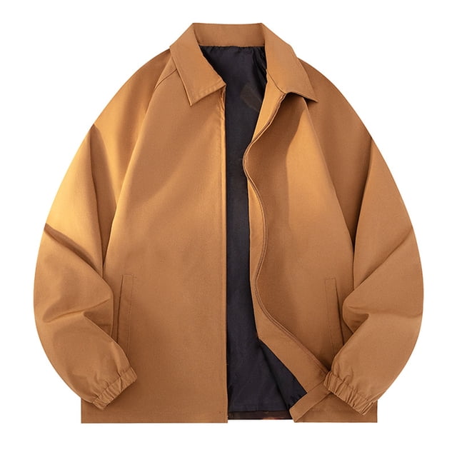 Manteau à Poches Décontracté pour Hommes à Manches Longues avec Fermeture Éclair et Col Rabattu pour Usage Quotidien en Extérieur