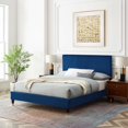 thumbnail image 2 of Platform Bed Frame, Full Size, Velvet, Blue Navy, Modern Contemporary Urban Design, Bedroom Master Guest Suite, 2 of 10