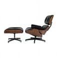 thumbnail image 2 of Emodern Furniture Mid Century Lounge Chair with Ottoman, Italian Leather, Black Walnut, 2 of 6