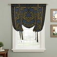 thumbnail image 2 of Vintage Navy Blue Roses Balloon Curtains for Bedroom/Front Door/Bathroom, Abstract Art Floral Green Leaves Tie Up Curtains 63 Inch Length Light Filtering Kitchen Curtains Shades for Windows 46"x63", 2 of 8