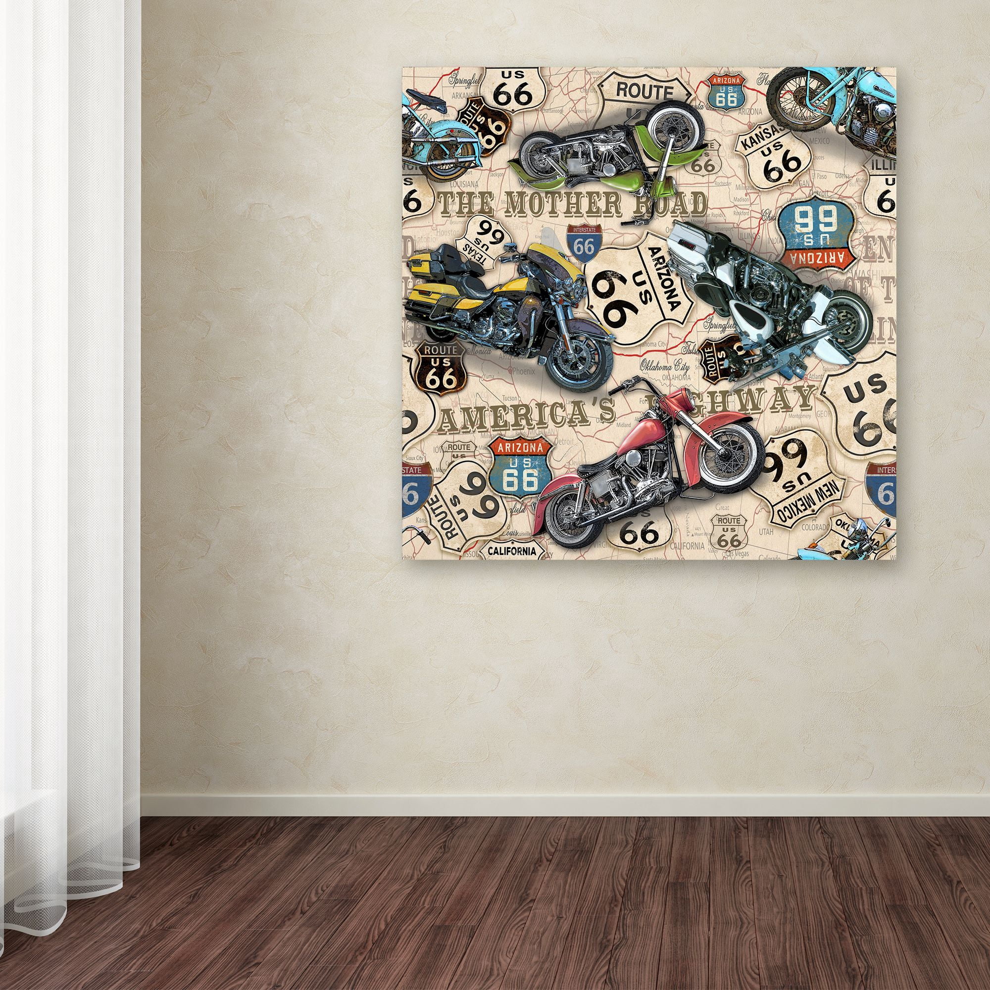 Trademark Fine Art 'Vintage Motorcycles On Route 66 9' Canvas Art by Jean Plout