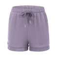 thumbnail image 3 of Mlzmgr Shorts for Women Drawstring Elastic Waisted Linen Short Pants with Pockets Vacation Casual Beach Shorts, 3 of 4