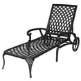 thumbnail image 3 of Hassch Outdoor Chaise Lounge Chair with 2 Wheels, Cast Aluminum Reclining with 3-Position Adjustable Backrest, Accent Chair for Patio, Beach, Yard, Poolside, Backyard, Black, 3 of 9