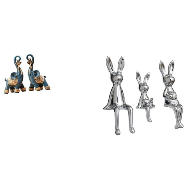 Figura de familia de y conejo de resina moderna, escultura decorativa, arte artesanal coleccionable para escritorio, estantería, hogar, ofici
