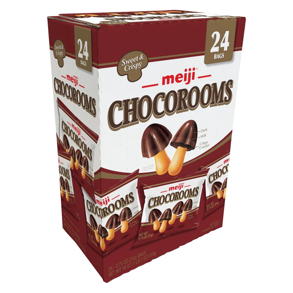 Meiji Chocorooms Sweet & Crispy Milk Chocolate individual 21g bags (48 Pack)