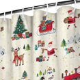 thumbnail image 3 of Beige Christmas Santa and Train Pattern Shower Curtain 84"x72" ,Bathroom Decorative Shower Curtains Set with 12 Hooks,Modern Waterproof Washable Shower Curtain, 3 of 6