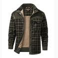 thumbnail image 5 of Miluxas Men's Outdoor Casual Camp Fleece Sherpa Lined Flannel Plaid Shirt Jacket Dark Army, 5 of 8