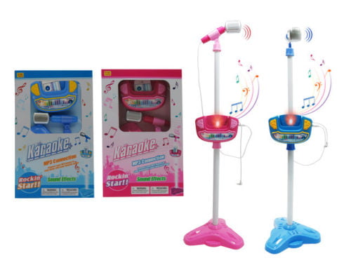 Kids Karaoke Machine Microphone Set Adjustable Stand Music Play Set Light Up 