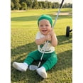 thumbnail image 4 of BemeyourBBs Newborn Baby Boy Girl Golf Outfit Golf Pro in Training Letter Short Sleeve Romper Pants Set Knotted Hat 3 Piece Infant Summer Spring Clothes, 4 of 9