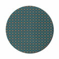 thumbnail image 1 of Floral Mouse Pad for Computers, Continuous Symmetric Pattern with Flowers and Sun Motifs Print, Round Non-Slip Thick Rubber Modern Gaming Mousepad, 8" Round, Petrol Blue Multicolor, by Ambesonne, 1 of 2