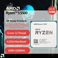thumbnail image 2 of AMD Ryzen 5 5500 R5 5500 3.6GHz 6-Core 12-Thread CPU Processor 7NM L3=16M 100-000000457 Socket AM4 No Fan, 2 of 4