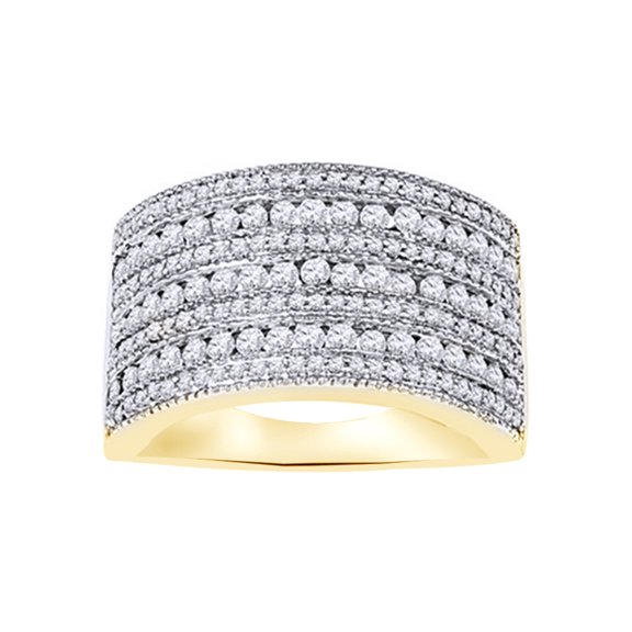AFFY White Natural Diamond Anniversary Ring In 10k Yellow Gold (1 Cttw)