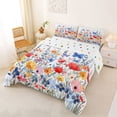 thumbnail image 2 of Erosebridal Rainbow Flower Full Size Comforter Sets for Kids Girls, Butterfly Floral Bedding Sets, Polka Dots Reversible, 3pcs, 2 of 6