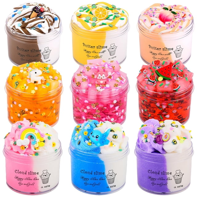 Kit de slime FYJIEKRIGOK de 9 piezas, juguetes DIY para aliviar el estrés