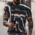 thumbnail image 1 of 2024 Summer Men's New Short-sleeved 3D Printing Technology Round Neck Design Fashionable T-shirt With Free, 1 of 5