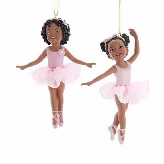 Kurt Adler African Ballerina Girl Ornaments, 2 Piece Set