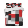 thumbnail image 2 of Red Black Grey Geometric Full Size Down Alternative Comforter, Lightweight Comforter Quilt Bedding Set with Pillow Shams Modern Abstract Art Luxury All Seasons Bed Comforter Duvet Insert 78"x90", 2 of 7