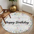 thumbnail image 3 of Birthday Round Rug 5ft Washable Circle Kitchen Rugs Non Slip Colorful Confetti Ribbons Polka Dots Vintage Wood Large Area Rug Indoor Floor Carpet for Bedroom Living Room Office Dining Room Nursery, 3 of 8