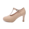 thumbnail image 4 of kkdom Women High Heels T-Strap Dress Shoes Mary Jane Pumps Beige Size 8.5, 4 of 7